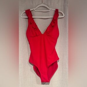 Red Ruffled One-Piece Swimsuit
